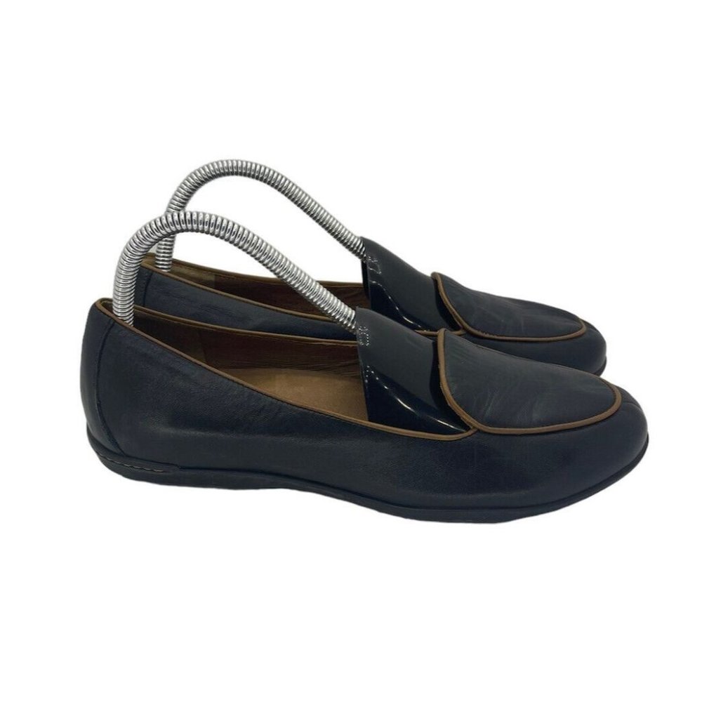 Dansko Black Loafers with Brown Trim
